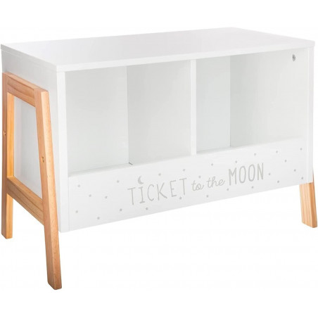 Double casier de rangement en bois avec pieds - Blanc