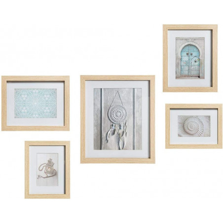 Lot de 5 cadres photos - Beige - Tailles différentes