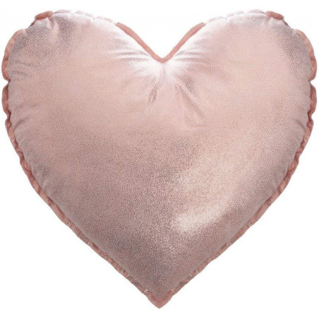 Coussin coeur effet satiné - 37 x 37 cm - Rose