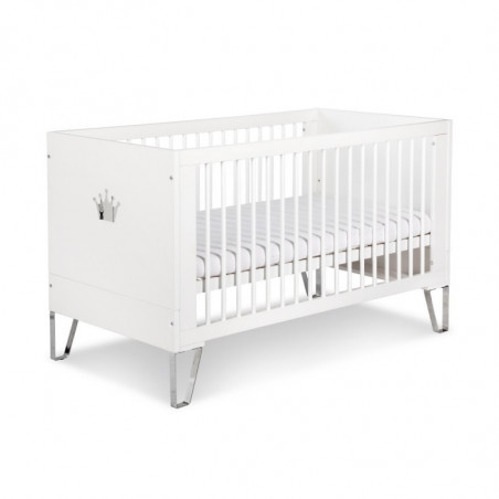 Lit pour bébé Blanka avec pieds chromés- Transformable en lit - Blanc - 140 x 70 cm