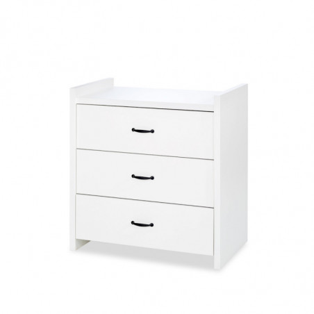 Commode à 3 tiroirs Amelia White + plan de change - Blanc - L 84 x P 46 x H 87 cm