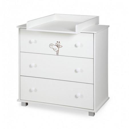 Commode à motif girafe avec plan de change - Blanc - L 86 x H 85 x P 48 cm