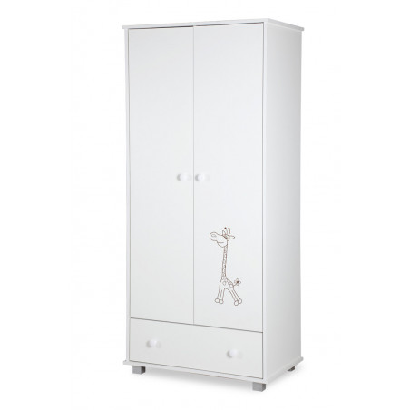 Armoire à motif girafe 2 portes + 1 tiroir - Blanc - L 83 x H 185 x P 52cm