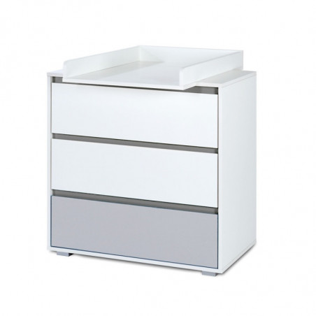 Commode Dalia 3 tiroirs avec plan de change - Blanc - L 80 cm x l 81 cm x P 45 cm