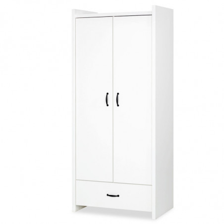 Armoire dressing Amelia White 2 portes + 1 tiroirs - Blanc - L 84 x H 190 x P 50 cm