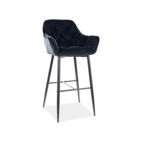 Tabouret de bar capitonné gamme Cherry en velours - Noir - H 105 cm