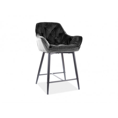 Fauteuil en velours capitonné gamme Cherry - Noir - H 86 cm