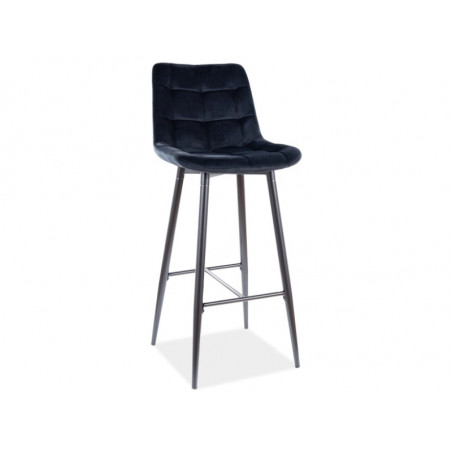 Chaise en bar en velours matelassé - Noir - H 109 cm