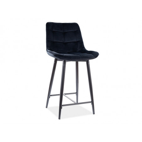 Fauteuil semi-haut en velours matelassé - Noir - H 92 cm