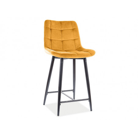 Fauteuil semi-haut en velours matelassé - Jaune - H 92 cm