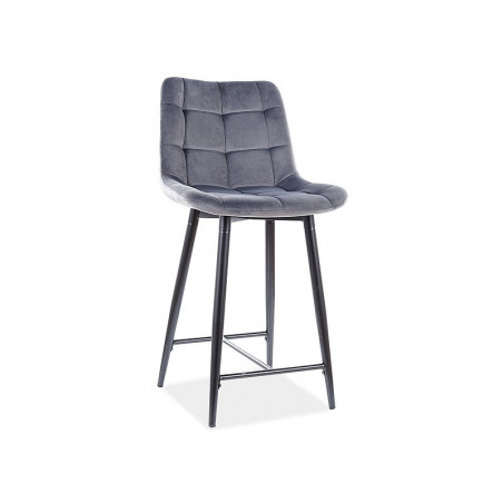 Fauteuil semi-haut en velours matelassé - Gris - H 92 cm