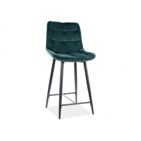 Fauteuil semi-haut en velours matelassé - Vert - H 92 cm