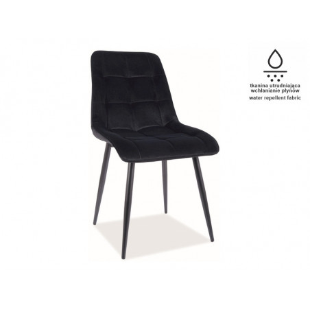 Fauteuil en velours matelassé - Noir - H 88 cm