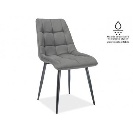 Fauteuil en velours matelassé - Gris - H 88 cm