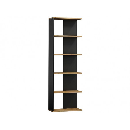 Bibliothèque d'angle en bois à 4 étagères - Noir et beige - L 60 x H 170 x P 25 cm
