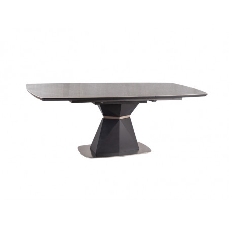 Table à manger design extensible en bois / céramique effet marbre et acier -8 couverts - Gris - L 160/210 x l 90 x H 76 cm