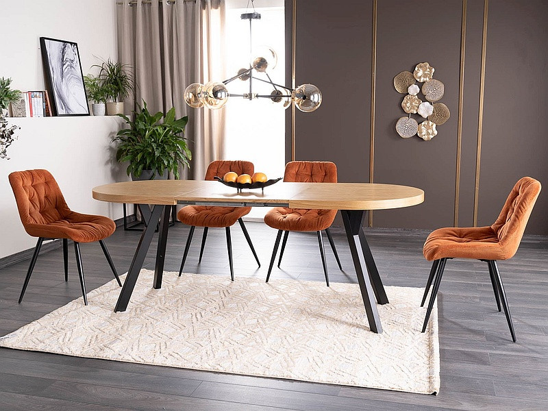 Table à manger extensible avec 2 plateaux supplémentaires en bois - 12  couverts - L 140/272 x P 80 x H 76 cm