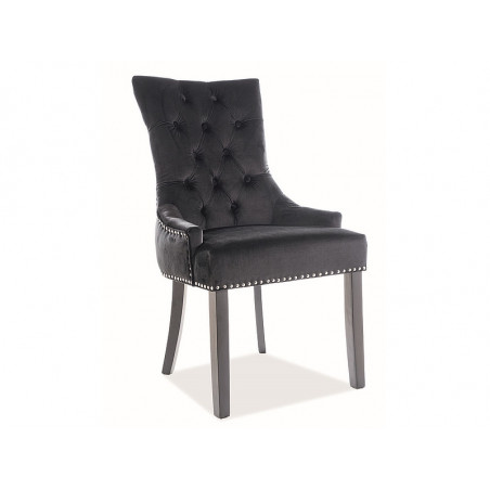 Chaise en velours à dossier capitonné gamme Edward - Noir - H 98 cm