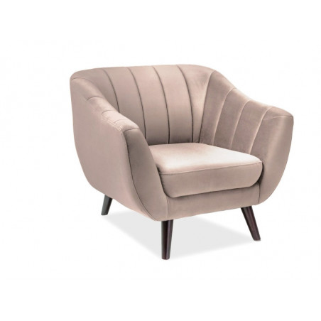Fauteuil en velours et pieds en bois gamme Elite - Taupe - H 83 cm