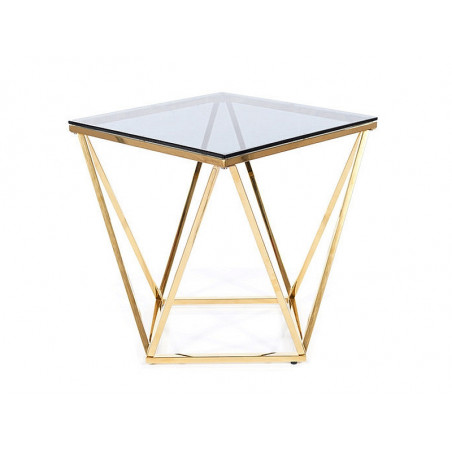 Table d'appoint design en verre et inox - Doré - 50 x 50 H 53 cm