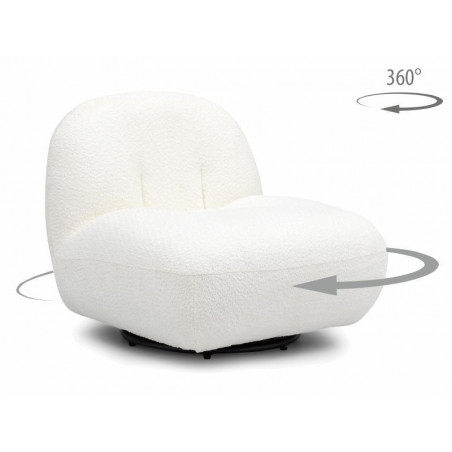 Fauteuil pivotant 360° en peau de mouton - Blanc - H 73 cm