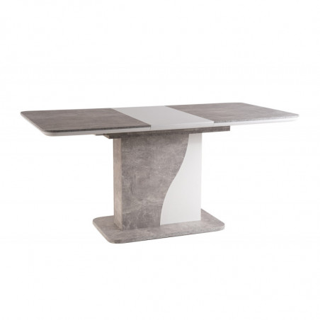 Table à manger extensible en bois aspect béton - 8 couverts - L 120 / 160 x P 80 x H 76 cm