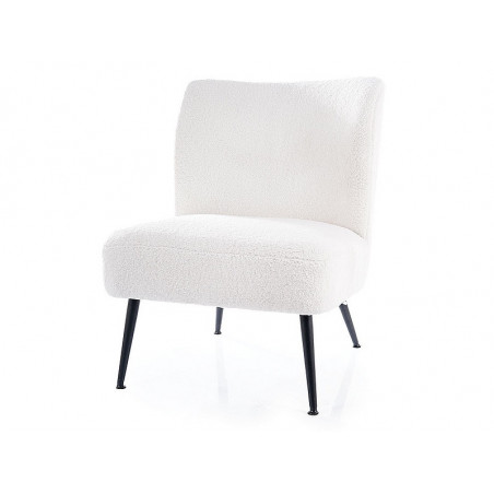 Fauteuil en tissu à bouclettes avec pieds en métal - Blanc - H 78 cm