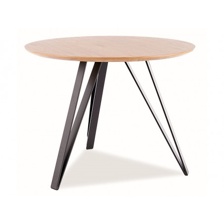 Table à manger en bois et métal - 4 couverts - D 100 x H 76 cm