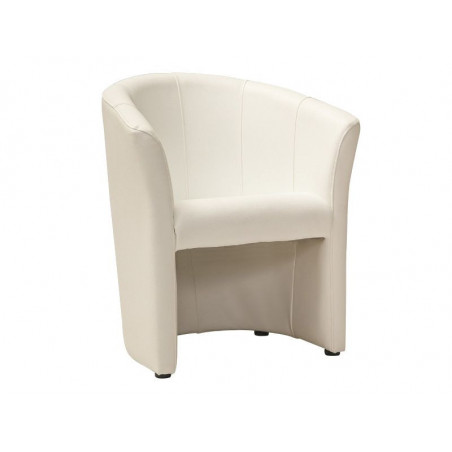 Fauteuil en cuir - Blanc crème - H 76 x L 67 x P 60 cm