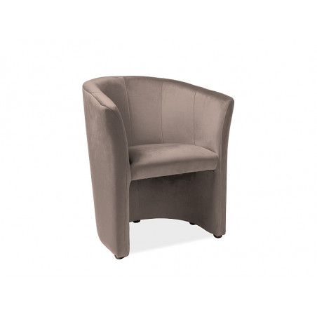 Fauteuil en velours - Taupe - H 76 x L 67 x P 60 cm