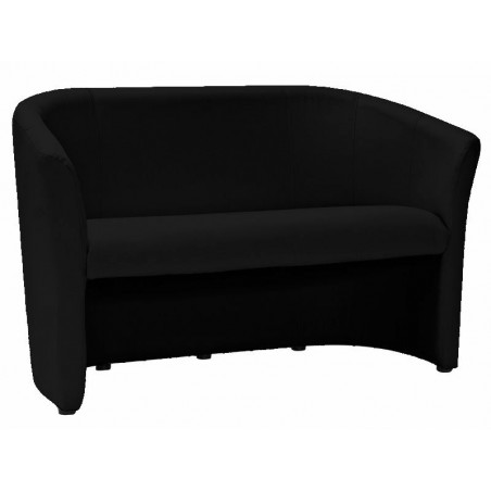 Canapé 2 places en cuir - Noir - L 1m26 x P 60 x H 76 cm