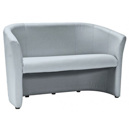 Canapé 2 places en cuir - Gris clair - L 1m26 x P 60 x H 76 cm