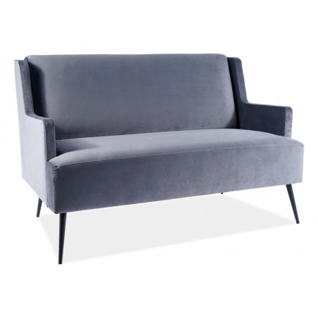 Canapé 2 places en velours gamme Gema - Gris - L 1m30 x P 54 x H 86 cm