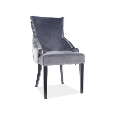 Chaise en velours clouté et matelassé gamme George - Gris - H 96 cm