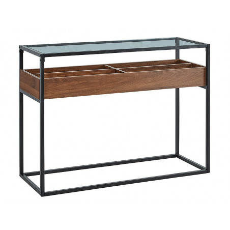 Table console en bois et métal avec 4 compartiments de rangement - L 110 x P 40 x H 80 cm
