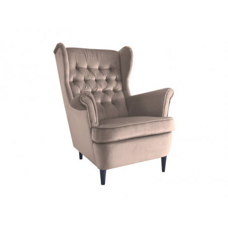 Fauteuil en velours matelassé gamme Harry - Beige - H 101 cm
