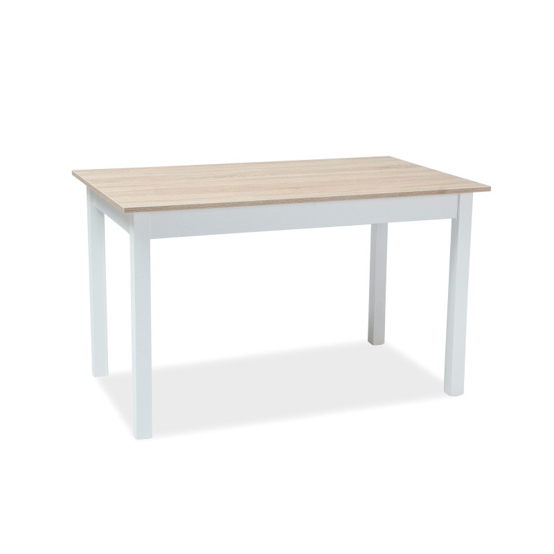 Table extensible en bois aspect chêne - 6 couverts - Beige clair et blanc - L 140 x P 60 x H 75 cm