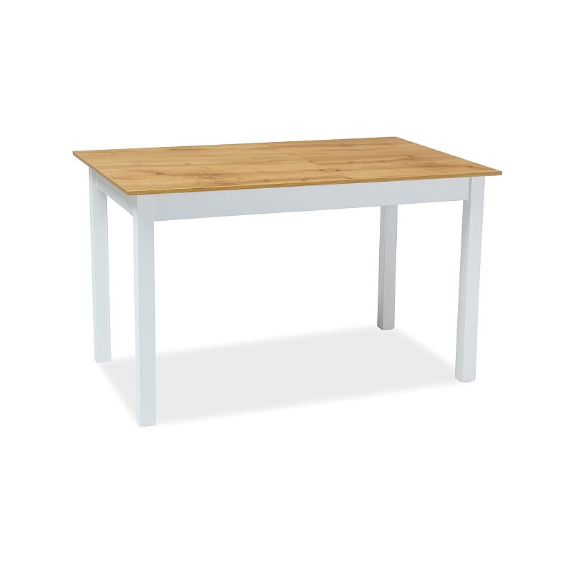 Table extensible en bois aspect chêne - 6 couverts - Beige foncé et blanc - L 140 x P 60 x H 75 cm