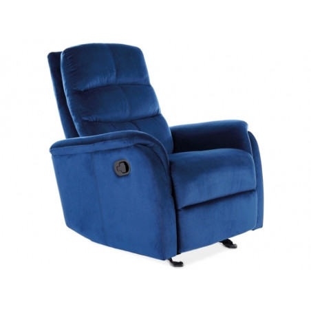 Fauteuil de relaxation pliant en velours - Bleu - H 102 x L 98 à 160 cm