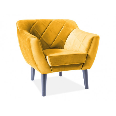 Fauteuil en velours matelassé gamme Karo - Jaune - H 76 cm