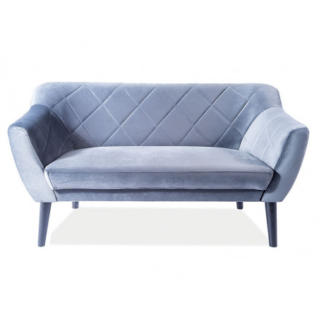 Canapé 2 places en velours matelassé gamme Karo - Gris - L 1m40 x P 54 x H 76 cm