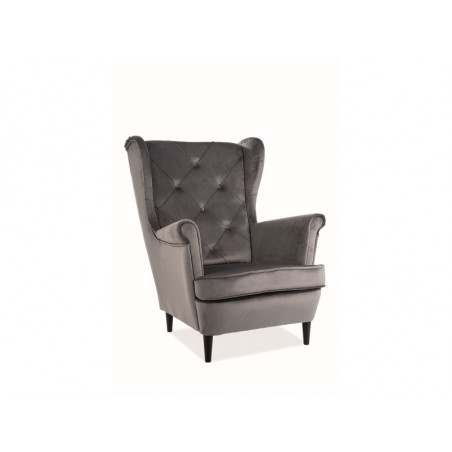 Fauteuil en velours capitonné gamme Lady - Gris - H 101 cm