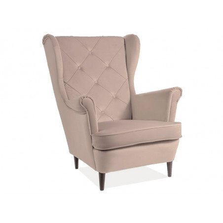 Fauteuil en velours capitonné gamme Lady - Beige - H 101 cm