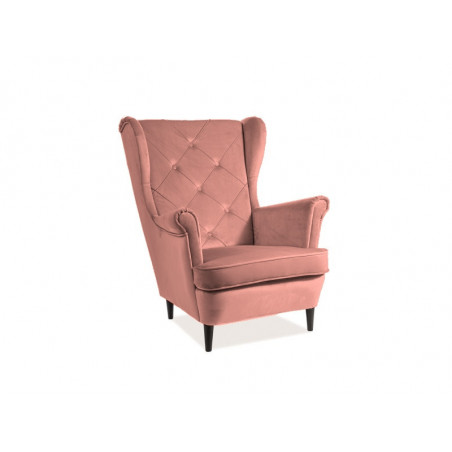 Fauteuil en velours capitonné gamme Lady - Rose - H 101 cm