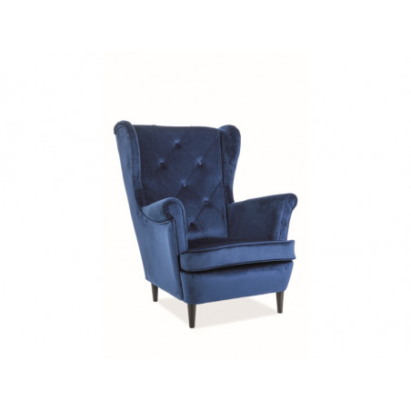 Fauteuil en velours capitonné gamme Lady - Bleu - H 101 cm