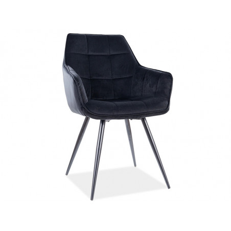 Fauteuil en velours matelassé et pieds en métal - Noir - H 90 cm