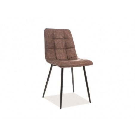 Chaise en cuir avec pieds en métal - Marron - H 89 cm