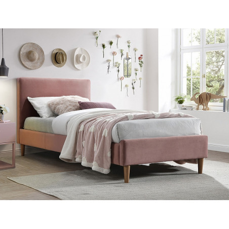 Lit simple avec tête de lit et sommier inclus ACOMA - Rose - 90 x 200 cm