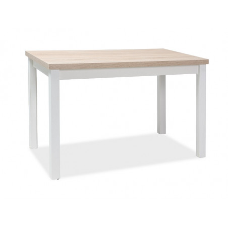 Table à manger en bois - 6 couverts - Blanc mat et beige clair - L100 x P 60 x H 75 cm