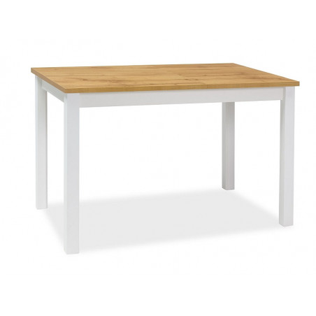 Table à manger en bois - 6 couverts - Blanc mat et beige foncé - L100 x P 60 x H 75 cm